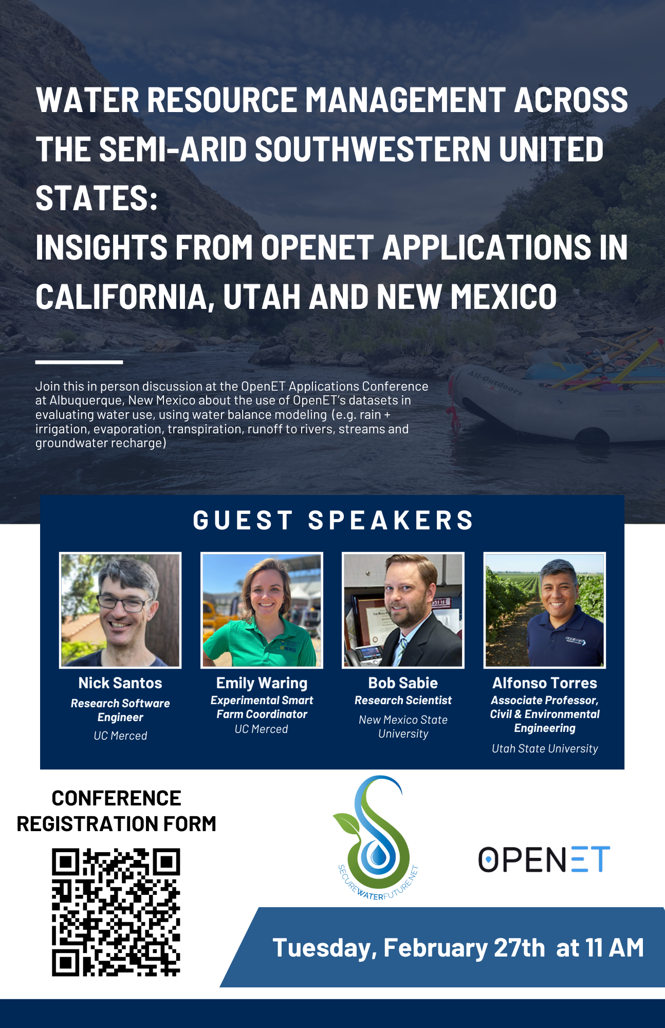 Promotional flyer for Open ET Conference focusing on water resource management across the semi-arid southwester United States.